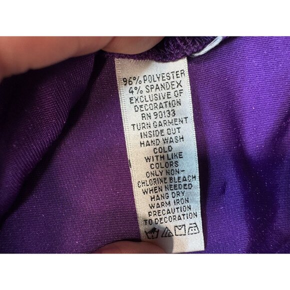 Quacker Factory Velvet Blouse Womens XL Purple 3/4 Sleeve Rhinestone Square Neck - Picture 4 of 12